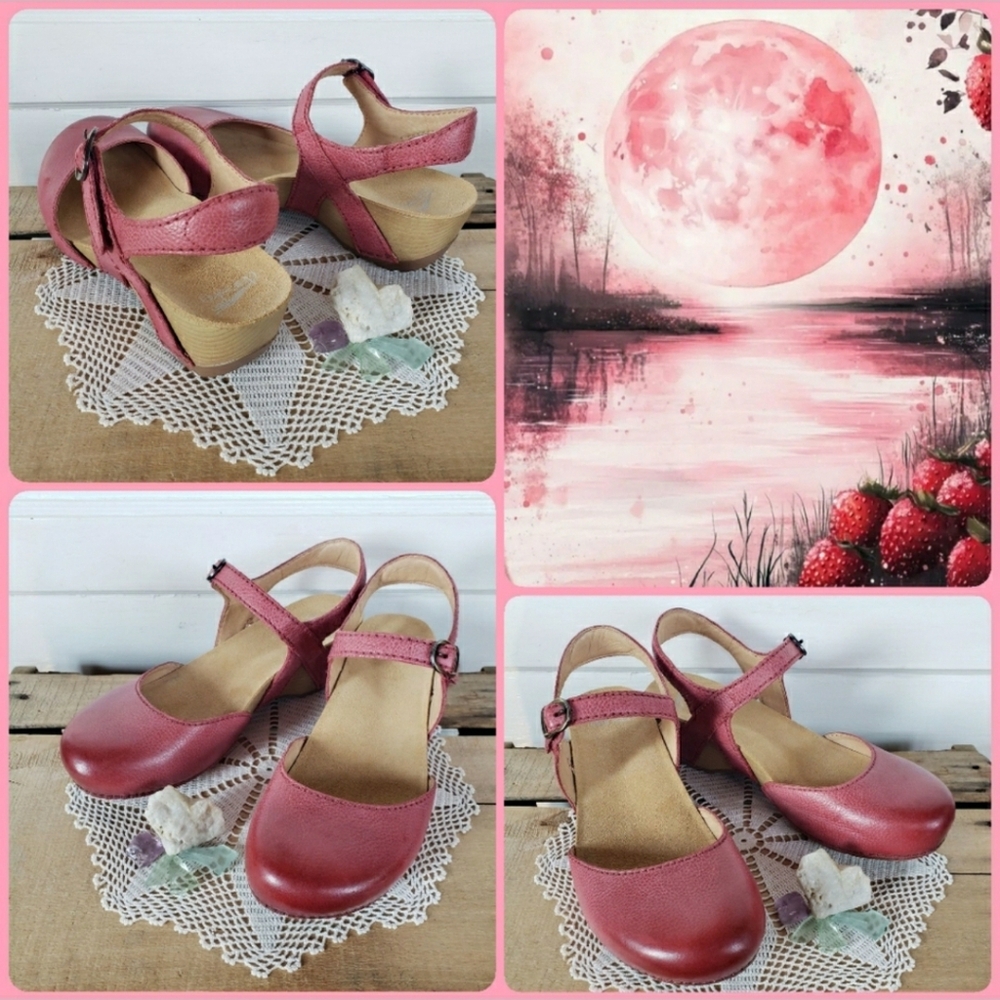 ⚘inQuire⚘AvaiLable!⚘Red Dansko Tiffani Strappy Clog Fairy Boho Cottage Prairie♡ - Picture 5 of 12